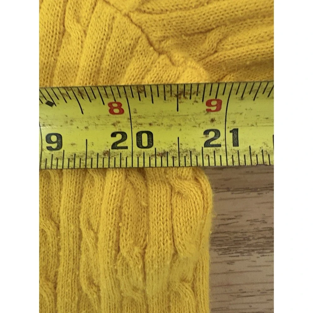 Ralph Lauren Cable Mustard Knit Sweater Sz 2X LRL 100% Button Detail Vintage